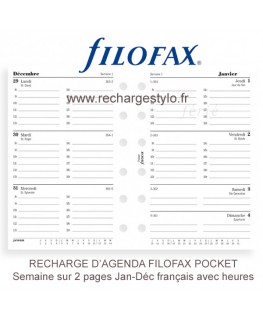 Filofax - Recharge MINI semaine sur 2 pages + heures en français 2024