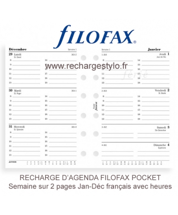 Filofax - Recharge POCKET 2 jours par page multi-langues 2015 :: Filofax ::  Recharge Agenda