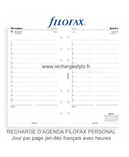 Filofax - Recharge PERSONAL semaine sur 2 pages en colonne français 2015 ::  Filofax :: Recharge Agenda