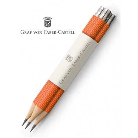 3 Crayons Graphite de Poche Graf von Faber-Castell Guilloché Orange réf  118661